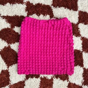 Mini Pink Bubble Skirt with Ribbed Texture for Casual Wear